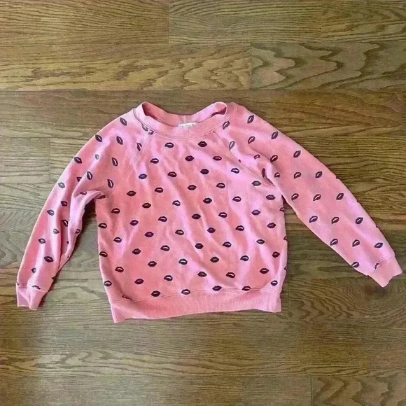 Wildfox Lip Service Lip Print Sweatshirt Size XS All Over Lip Graphic Print - Picture 9 of 9